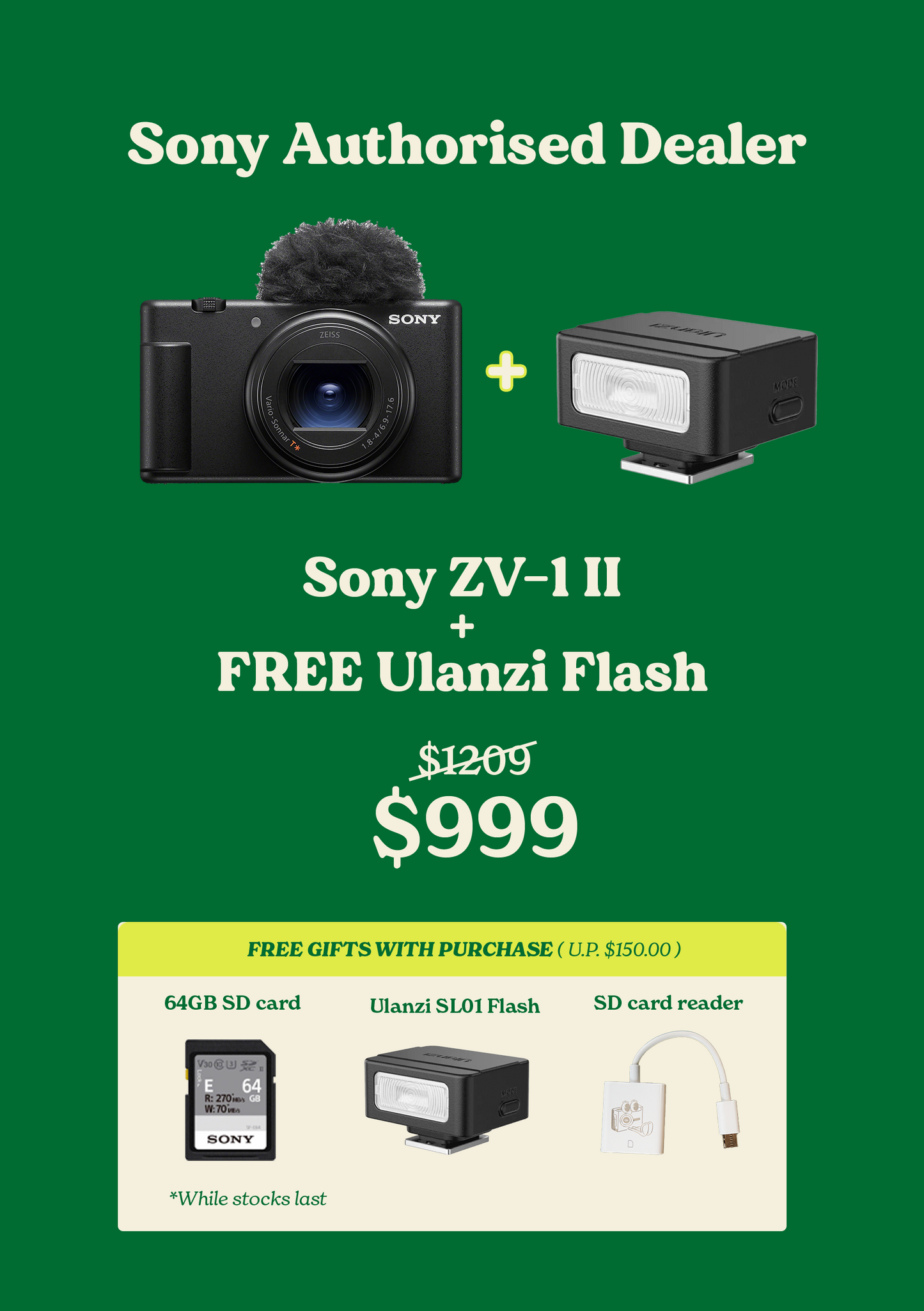 Sony ZV-1 II + Free Ulanzi Flash